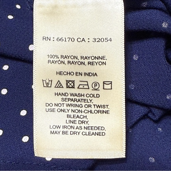 Maeve Anthropologie Pernille Navy Blue Polka Dot Puffy Sleeve Blouse Medium - Picture 8 of 9